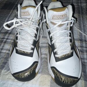Men's White and Gold Sneakers